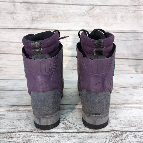 Scarpa Women’s Purple Suede Leather Hiking Mountaineering Boots Vibram Sole - Picture 4 of 10